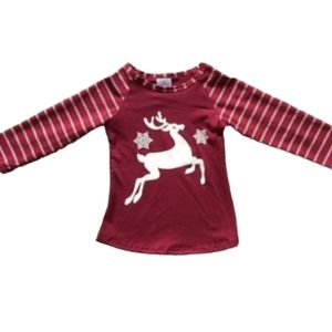 Boutique Red White Reindeer Raglan Shirt NEW 5XL 10/12
